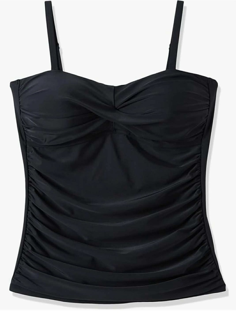 Women's  Ocean Blues size S Black Ruched Tankini Swim Top NWT